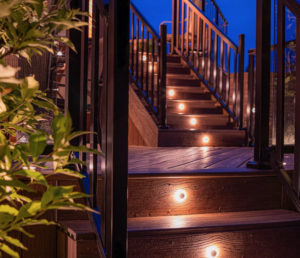 Outdoor lighting in Sarnia illuminating stairs